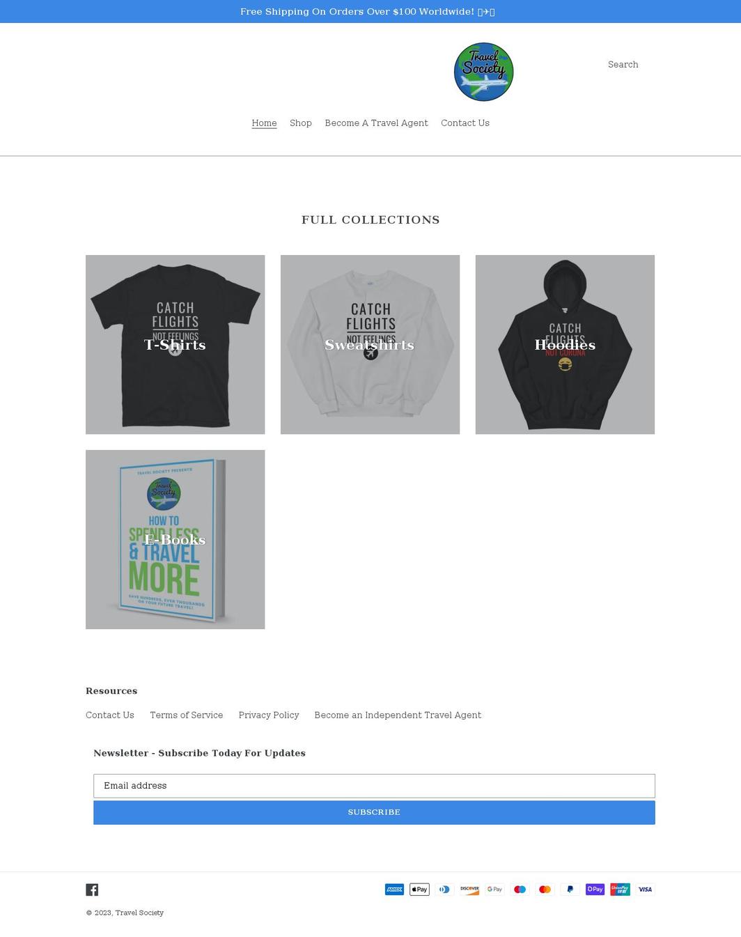 travel-society.com shopify website screenshot