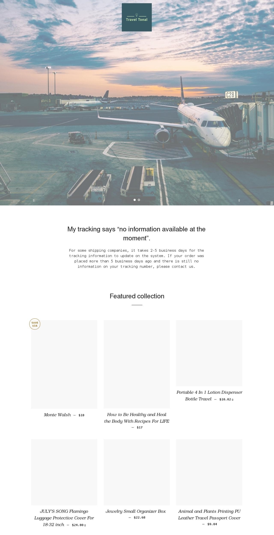 travel-tonal.myshopify.com shopify website screenshot