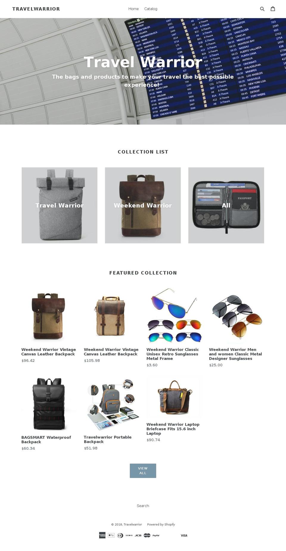 travel-warrior.com shopify website screenshot