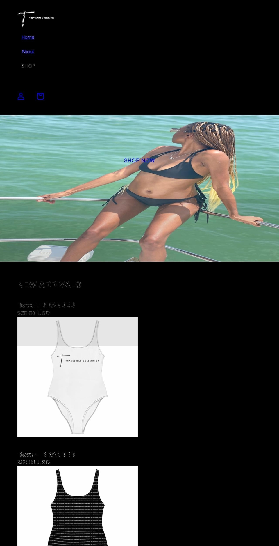 travelbaecollection.com shopify website screenshot