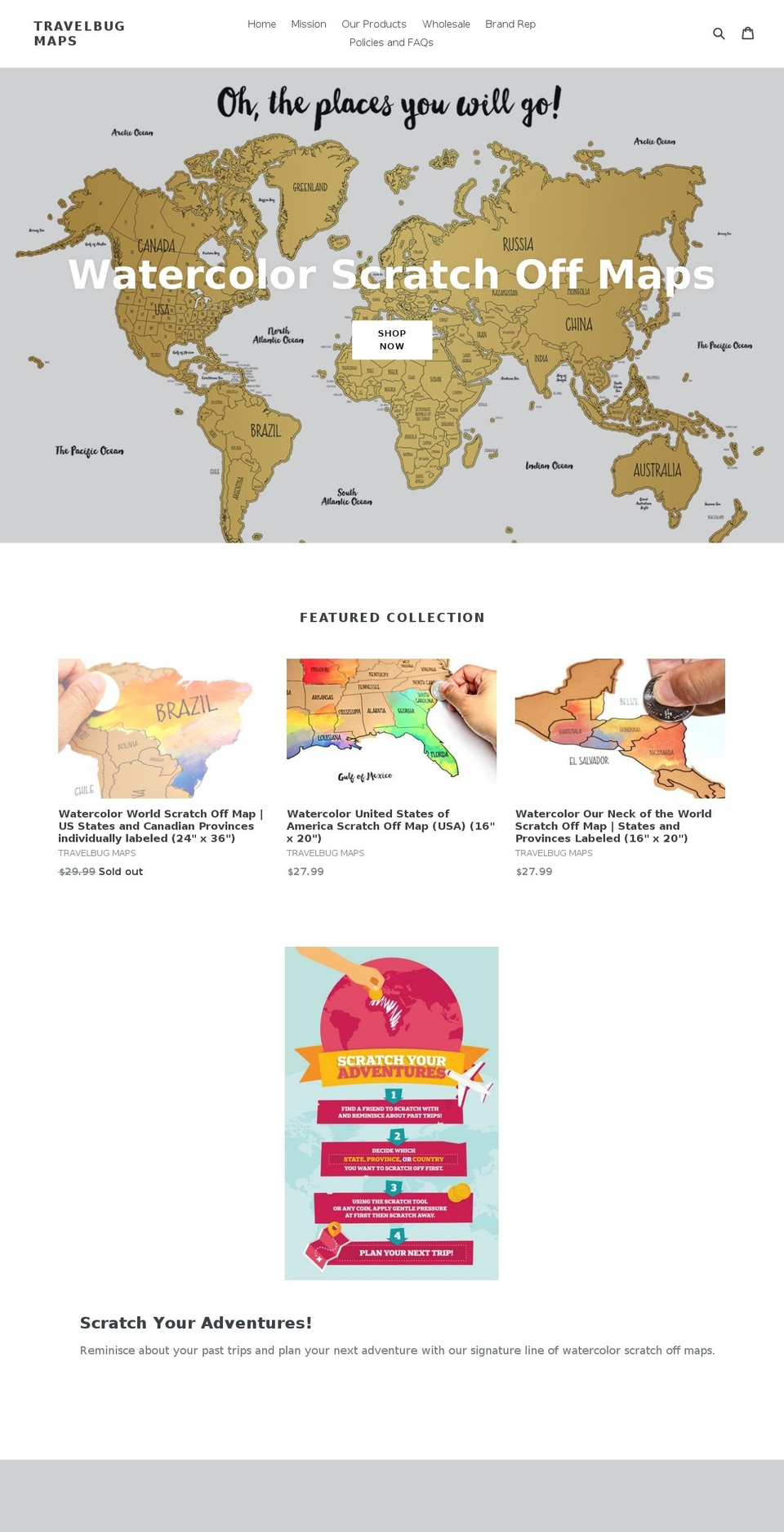 travelbugmaps.com — Shopify storefront screenshot