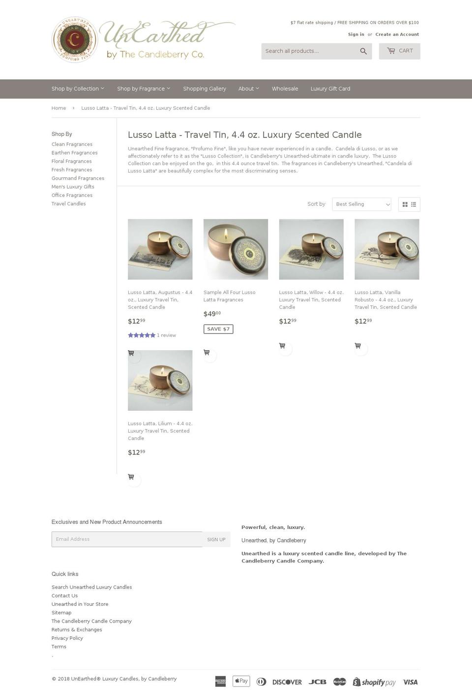 travelcandle.com — Shopify storefront screenshot