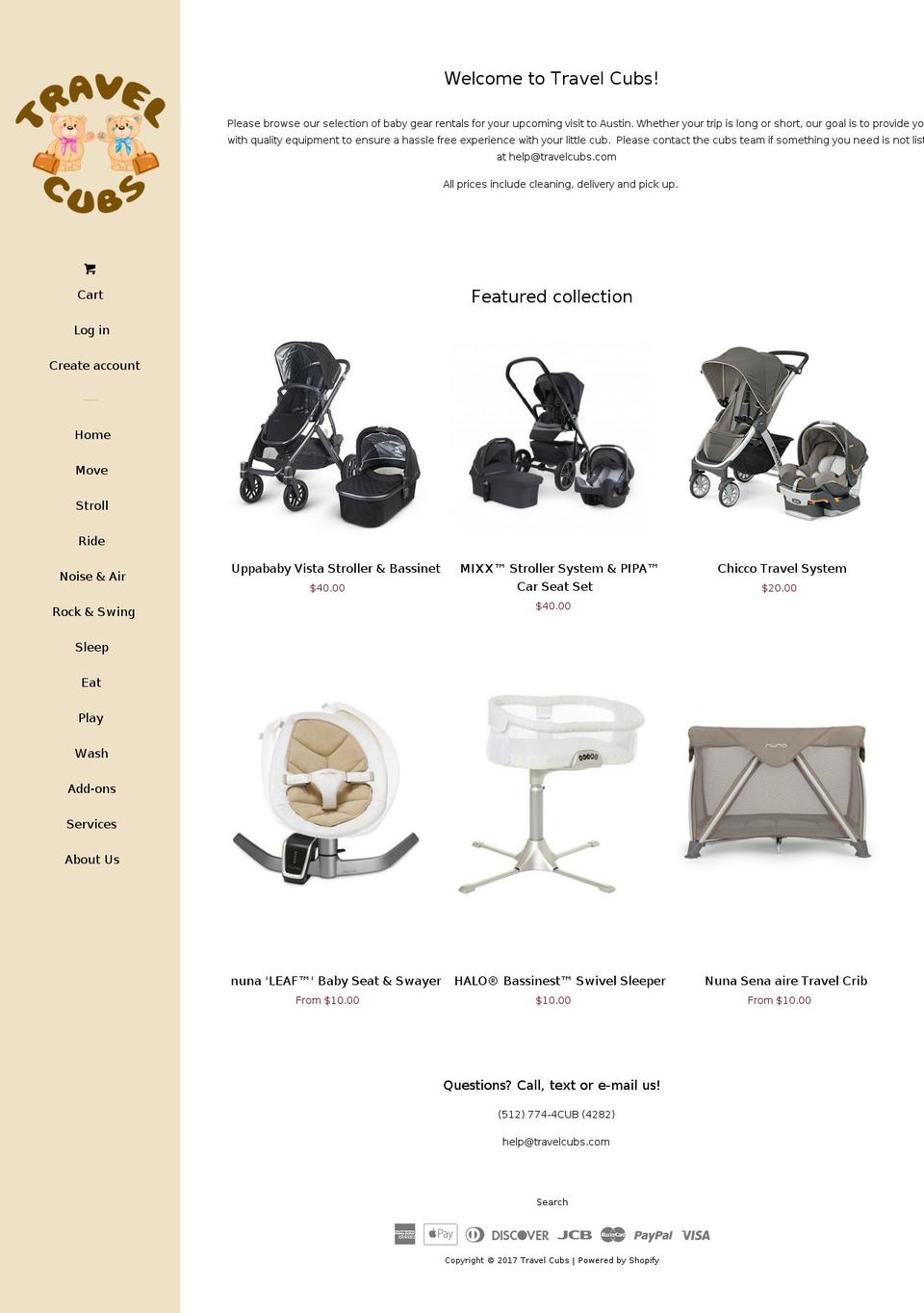 travelcubs.com shopify website screenshot