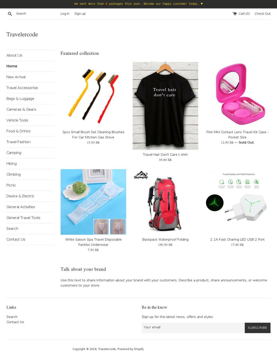 travelercode.com — Shopify storefront screenshot