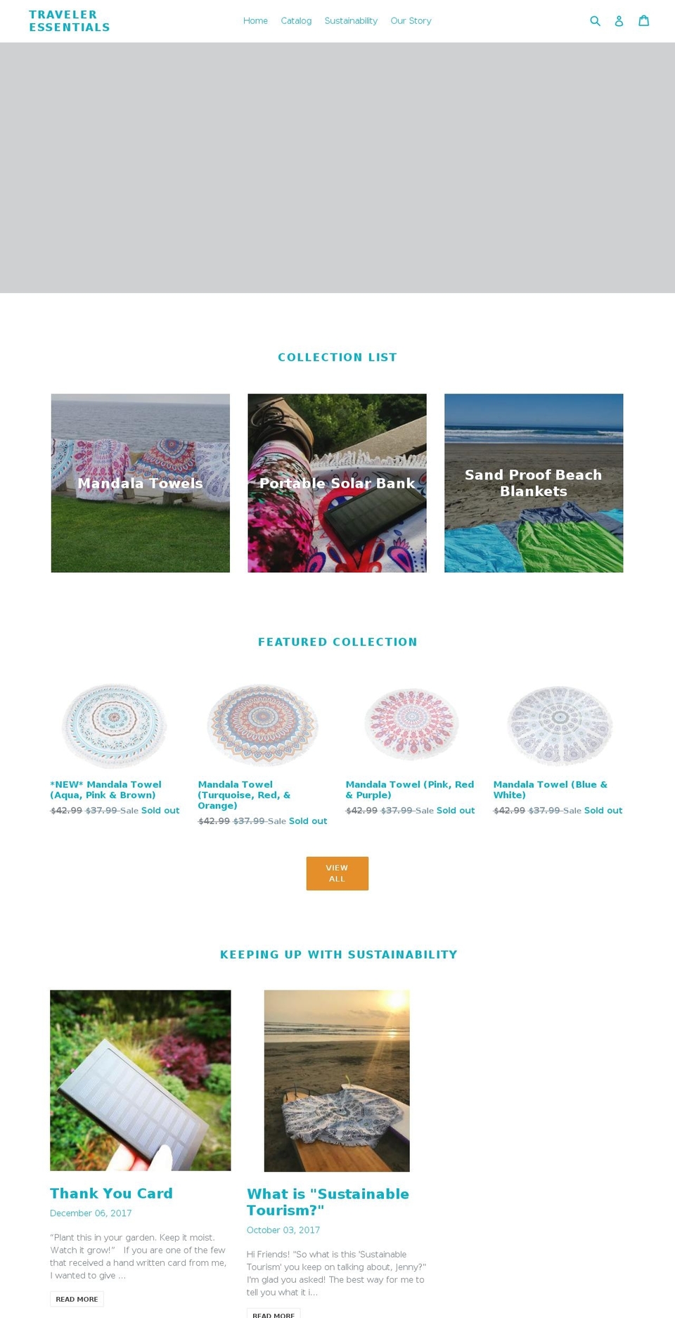 traveleressentials.com — Shopify storefront screenshot