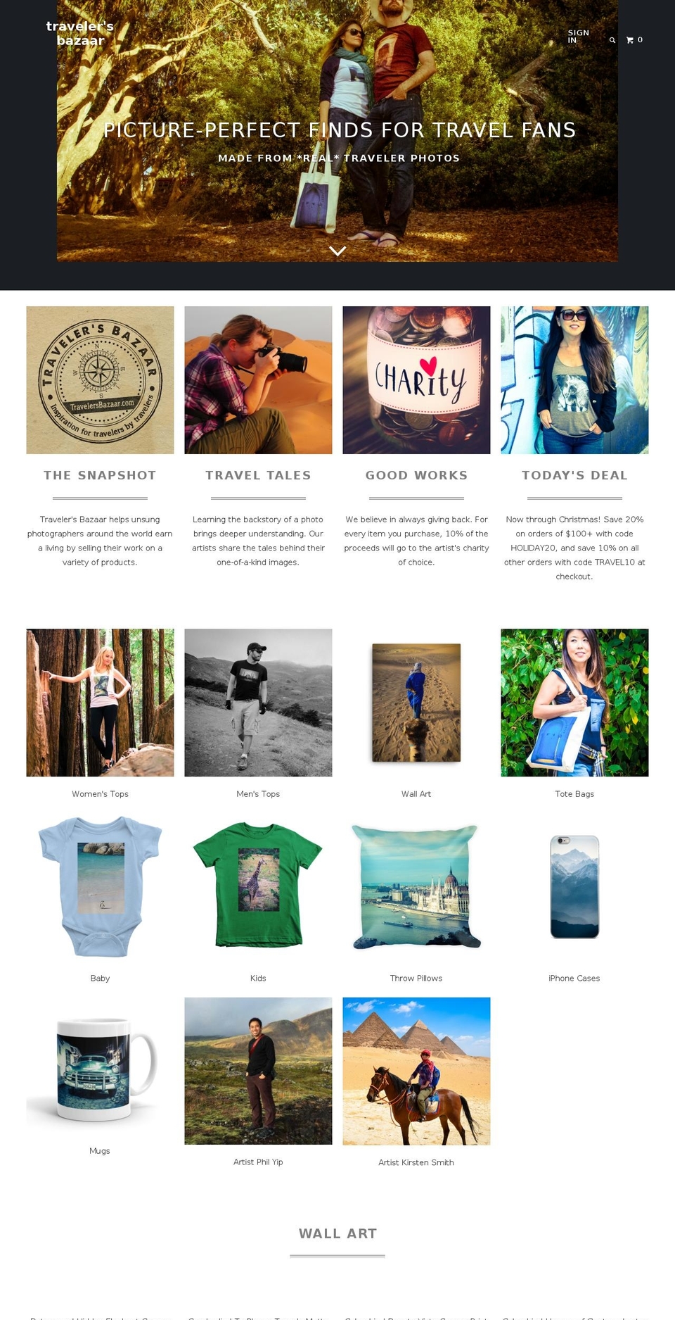 travelersbazaar.com shopify website screenshot