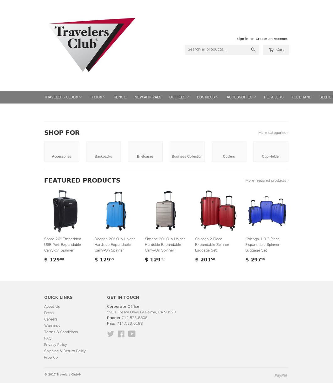 travelersclub.com shopify website screenshot
