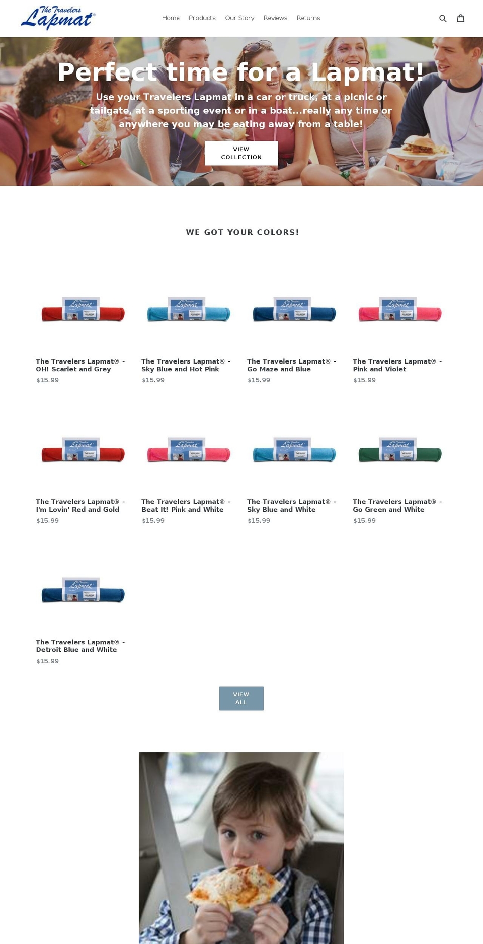 travelerslapmat.com — Shopify storefront screenshot