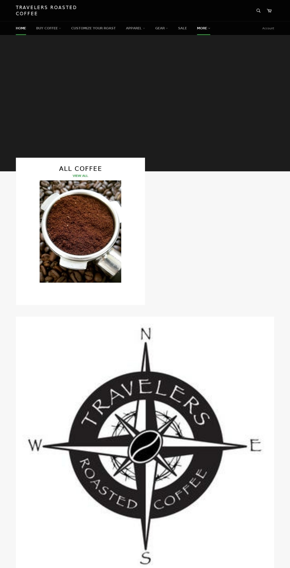 travelersroastedcoffee.com — Shopify storefront screenshot
