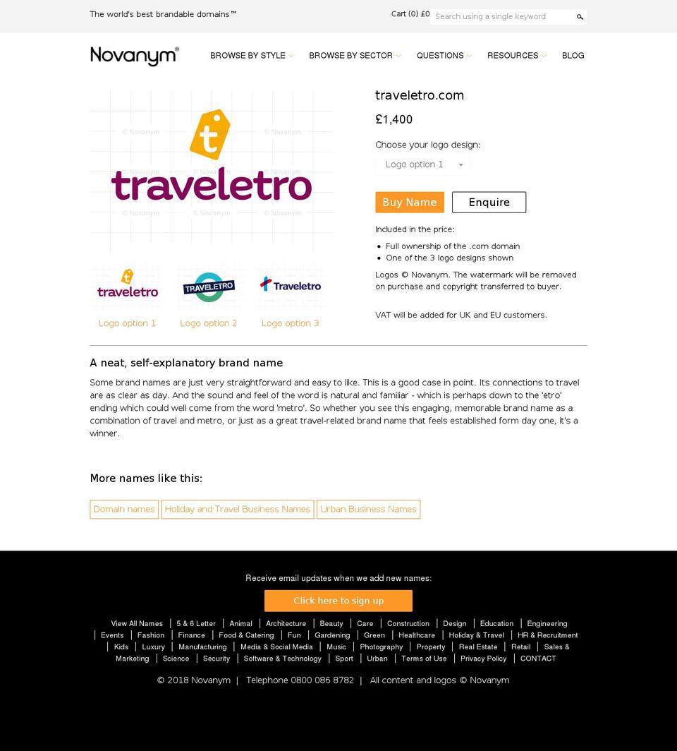 traveletro.com — Shopify storefront screenshot