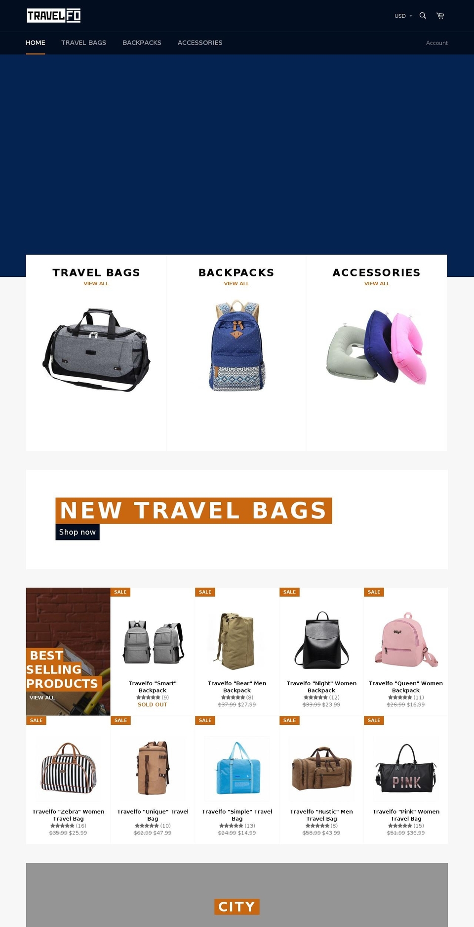 travelfo.com — Shopify storefront screenshot