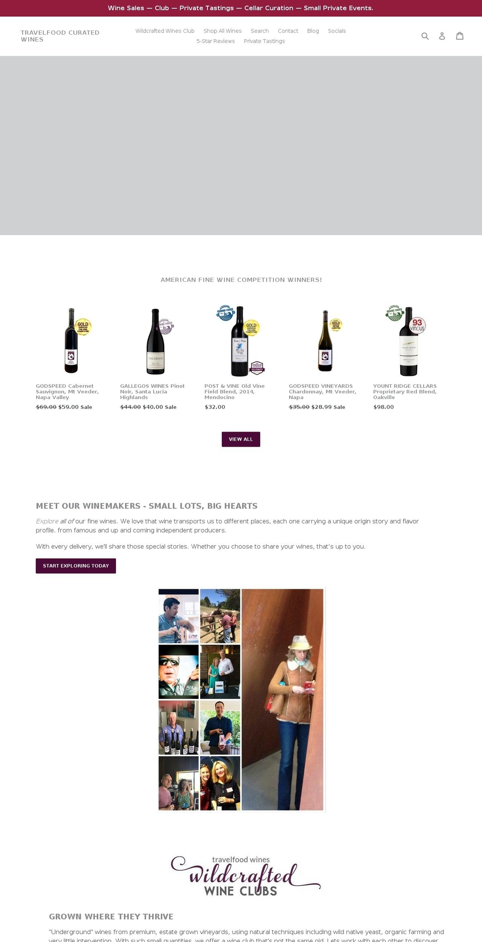 travelfood-curated-wines.com — Shopify storefront screenshot