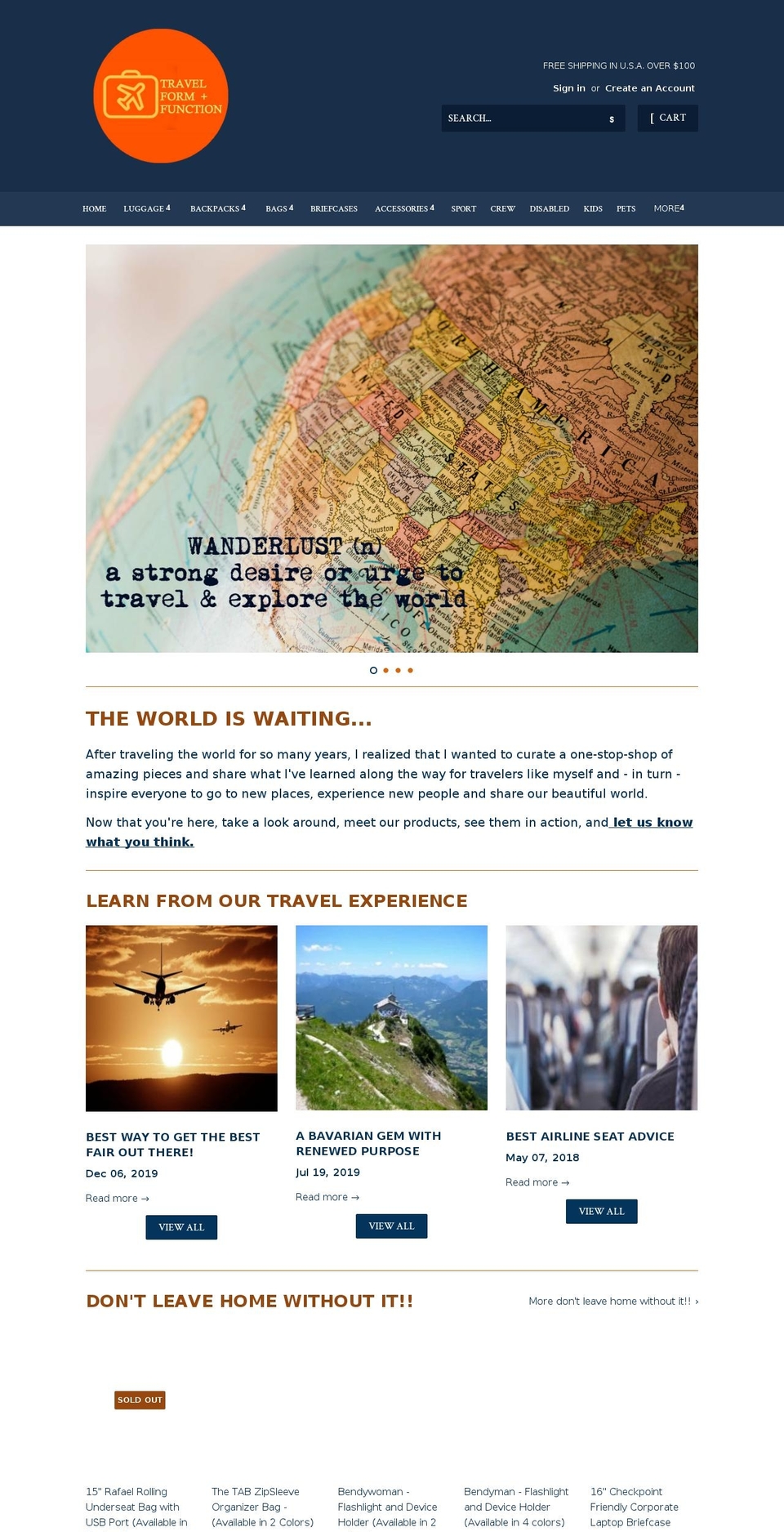 travelformandfunction.com shopify website screenshot