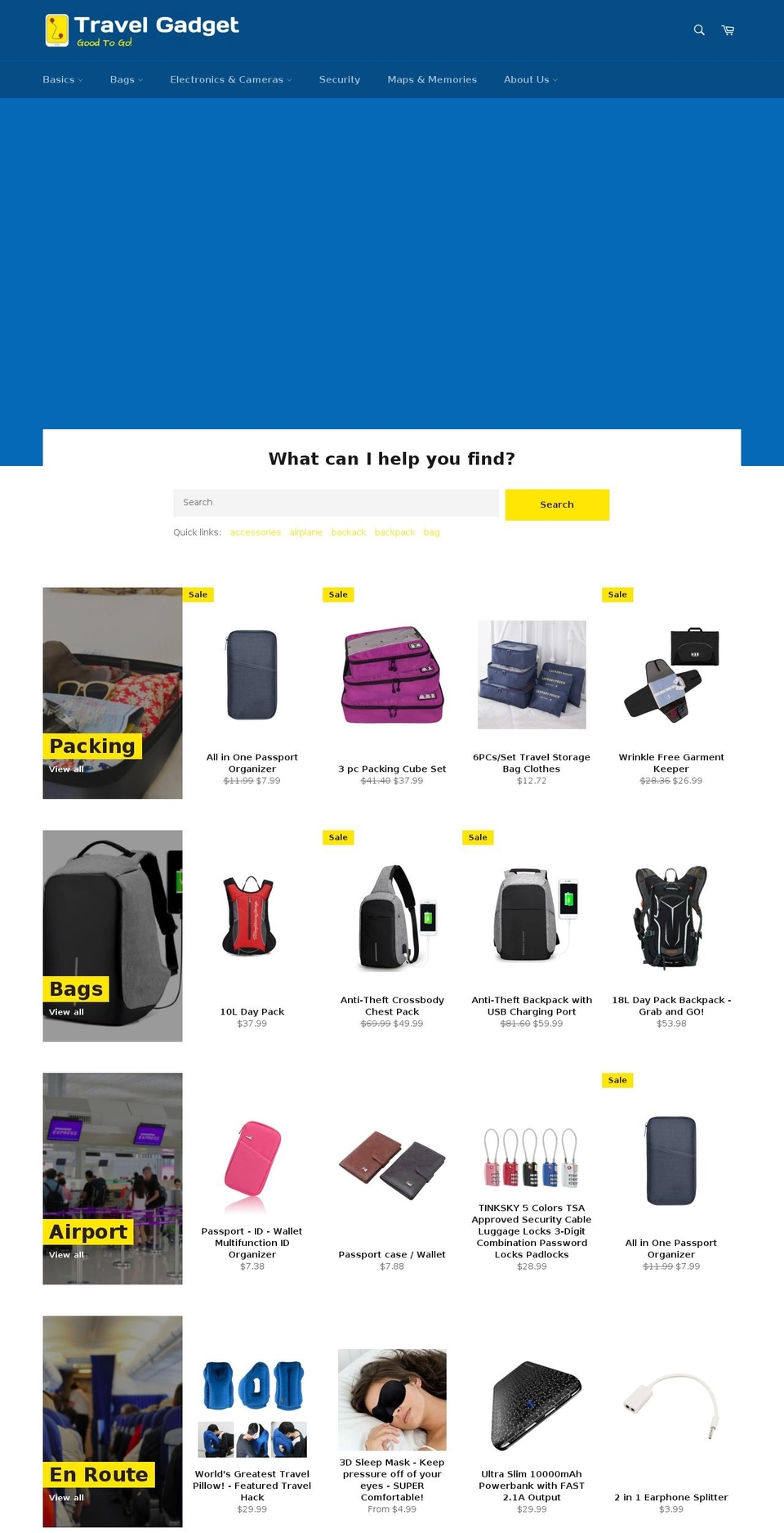 travelgadget.net shopify website screenshot