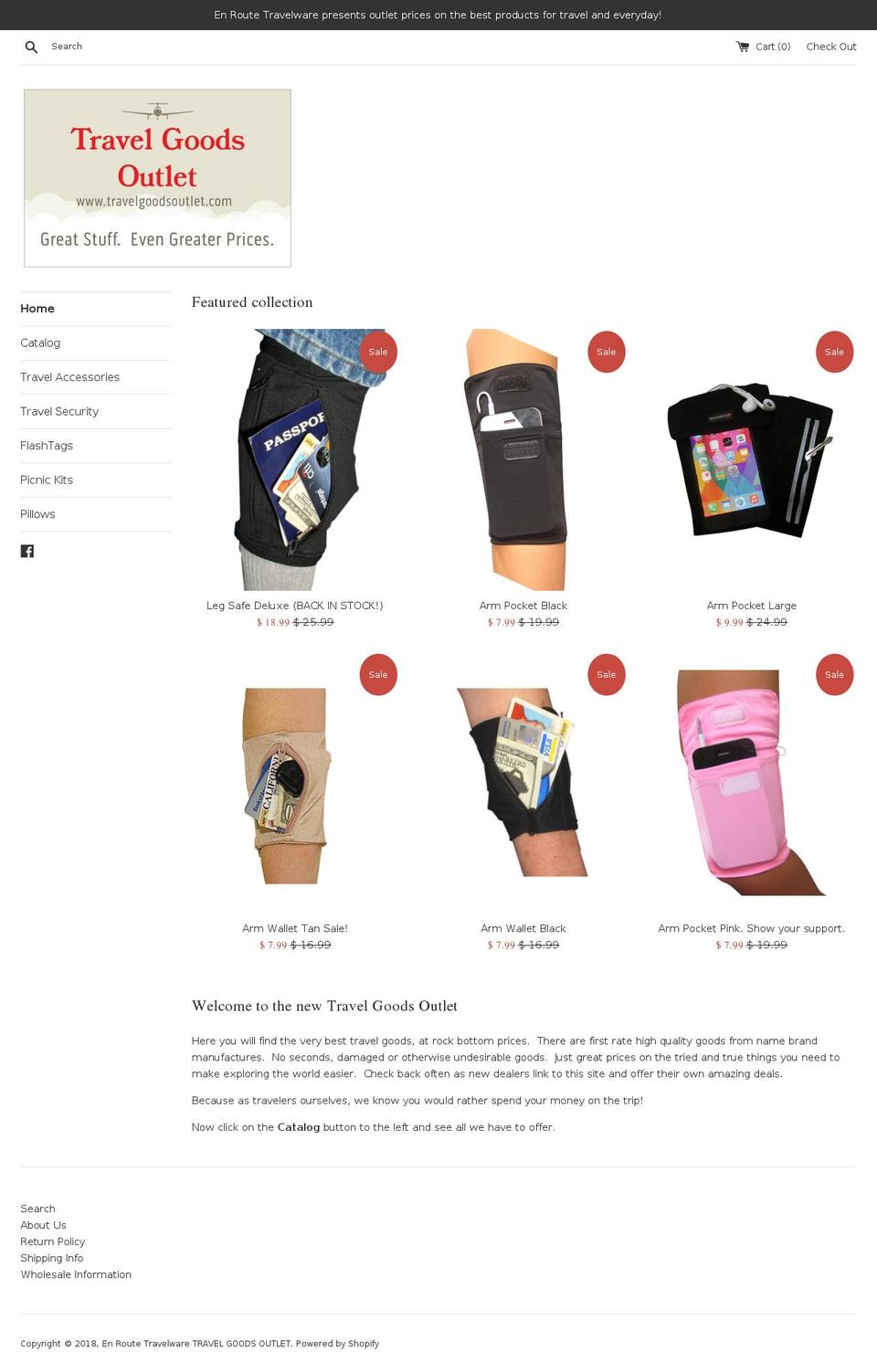 travelgoodsoutlet.com — Shopify storefront screenshot