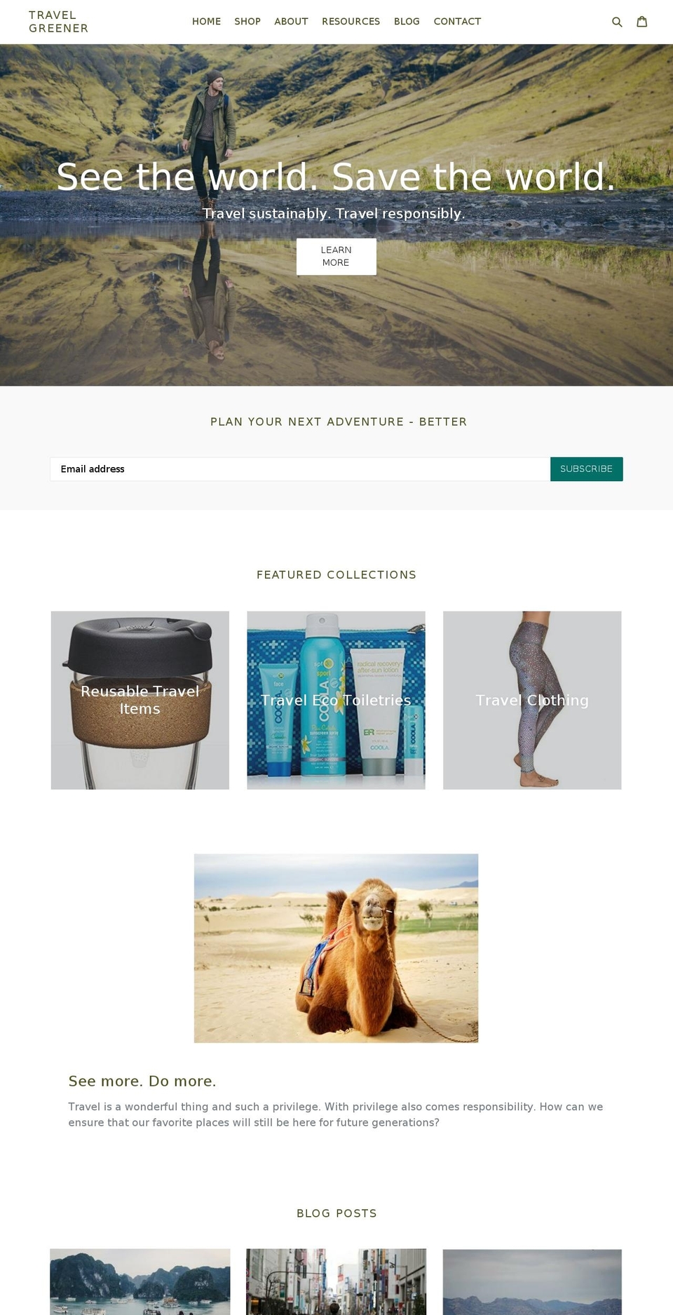 travelgreener.com — Shopify storefront screenshot