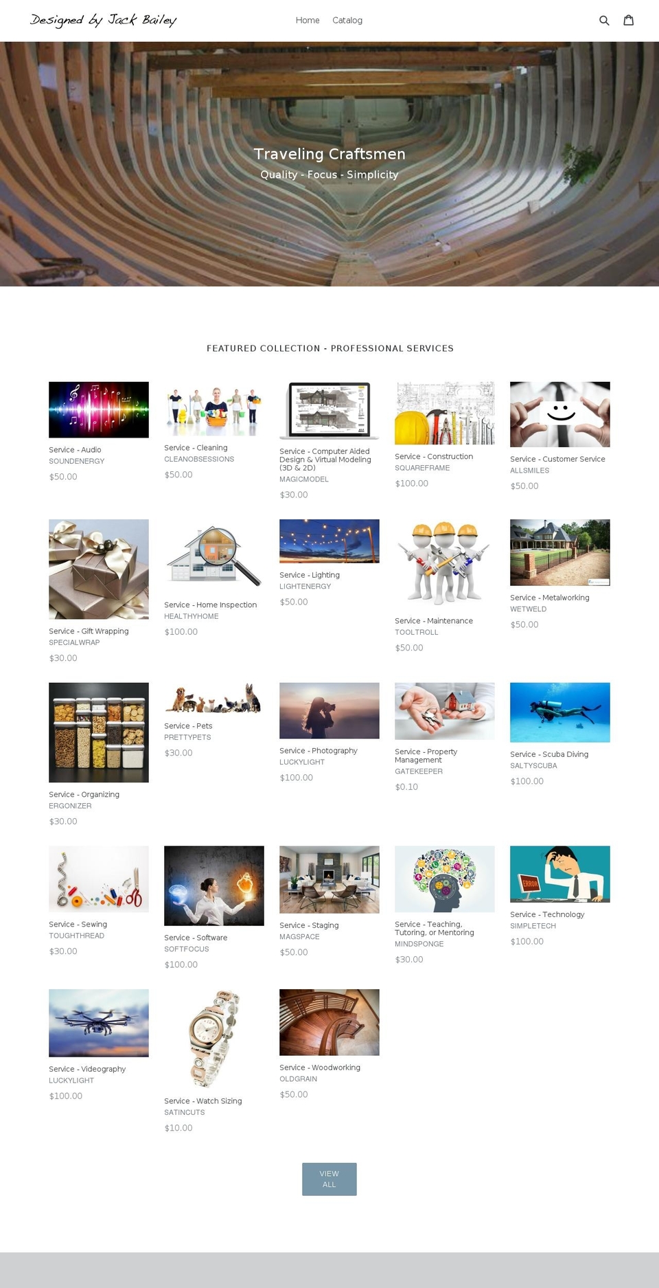 travelingcraftsmen.com — Shopify storefront screenshot