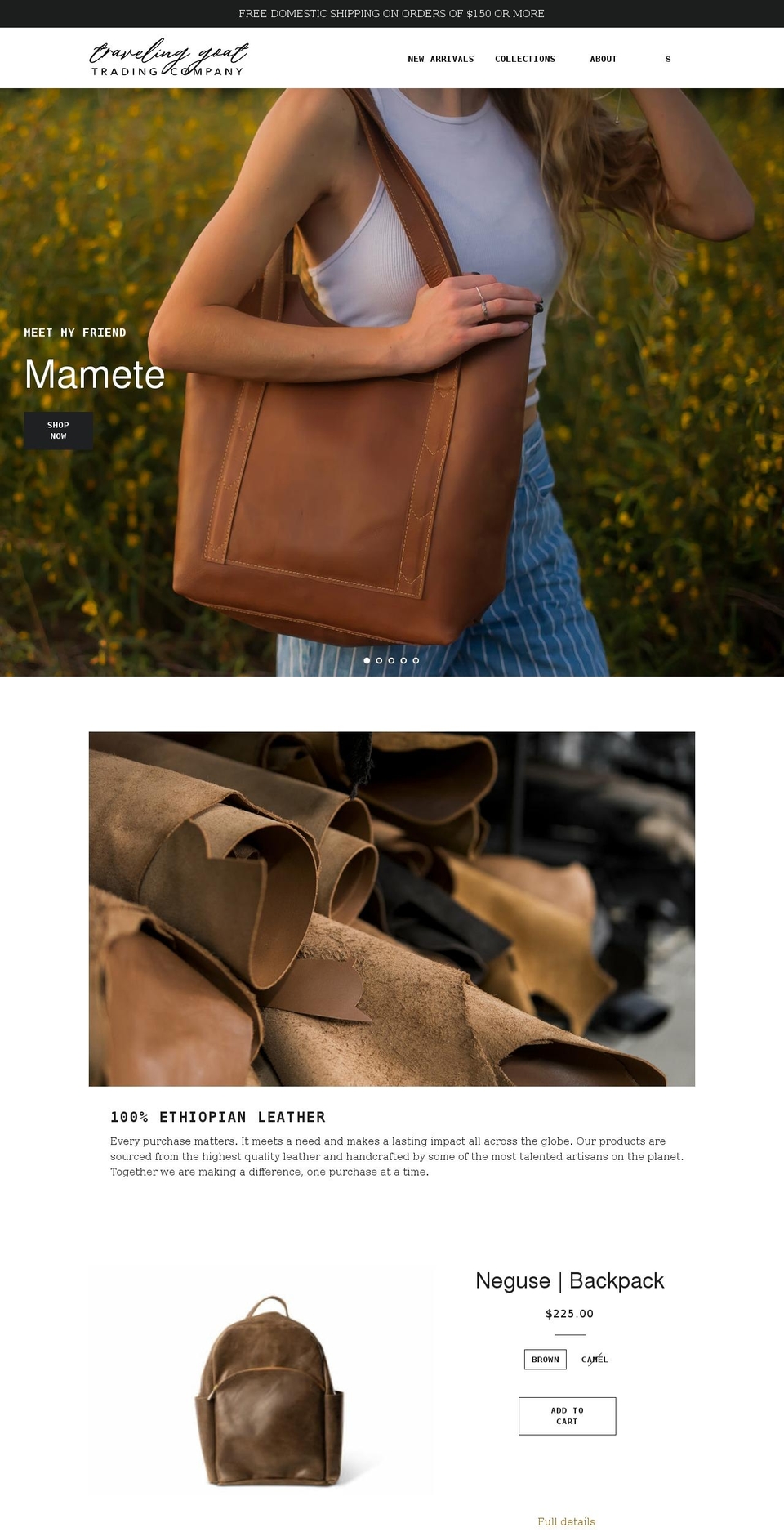 travelinggoattradingco.com shopify website screenshot