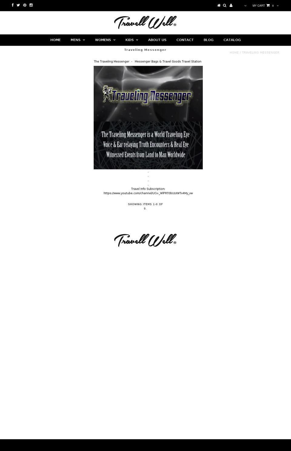 travelingmessenger.com shopify website screenshot