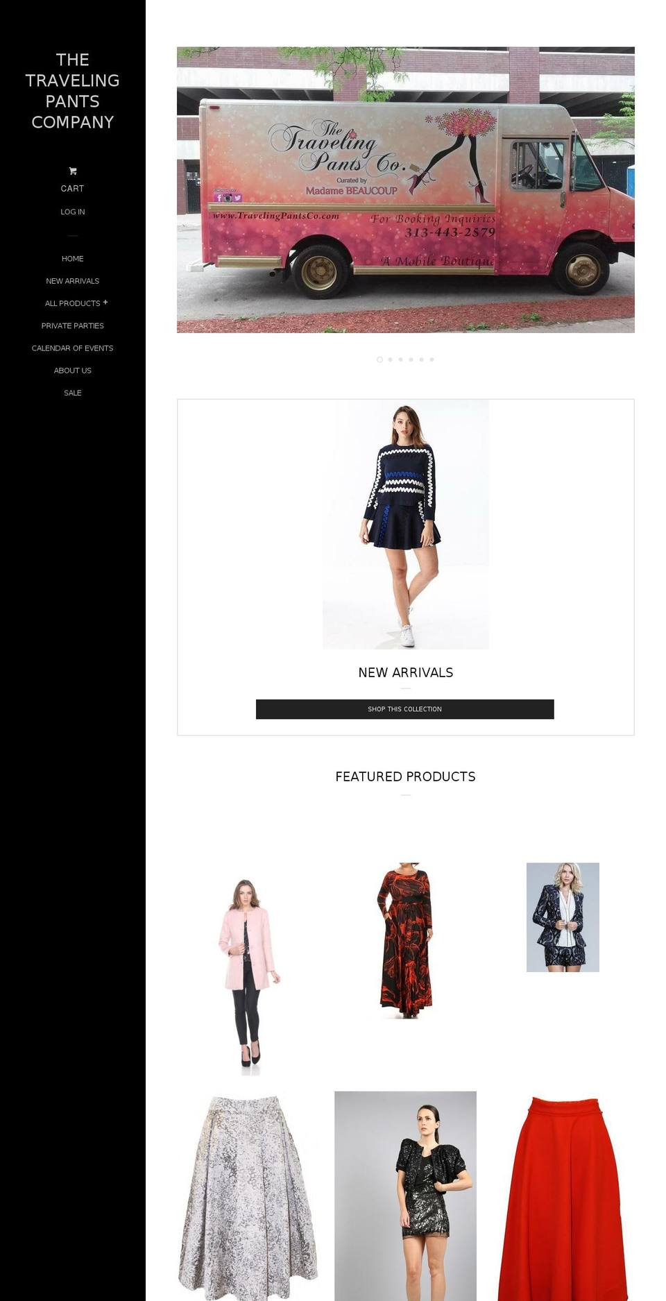 travelingpantsco.com shopify website screenshot