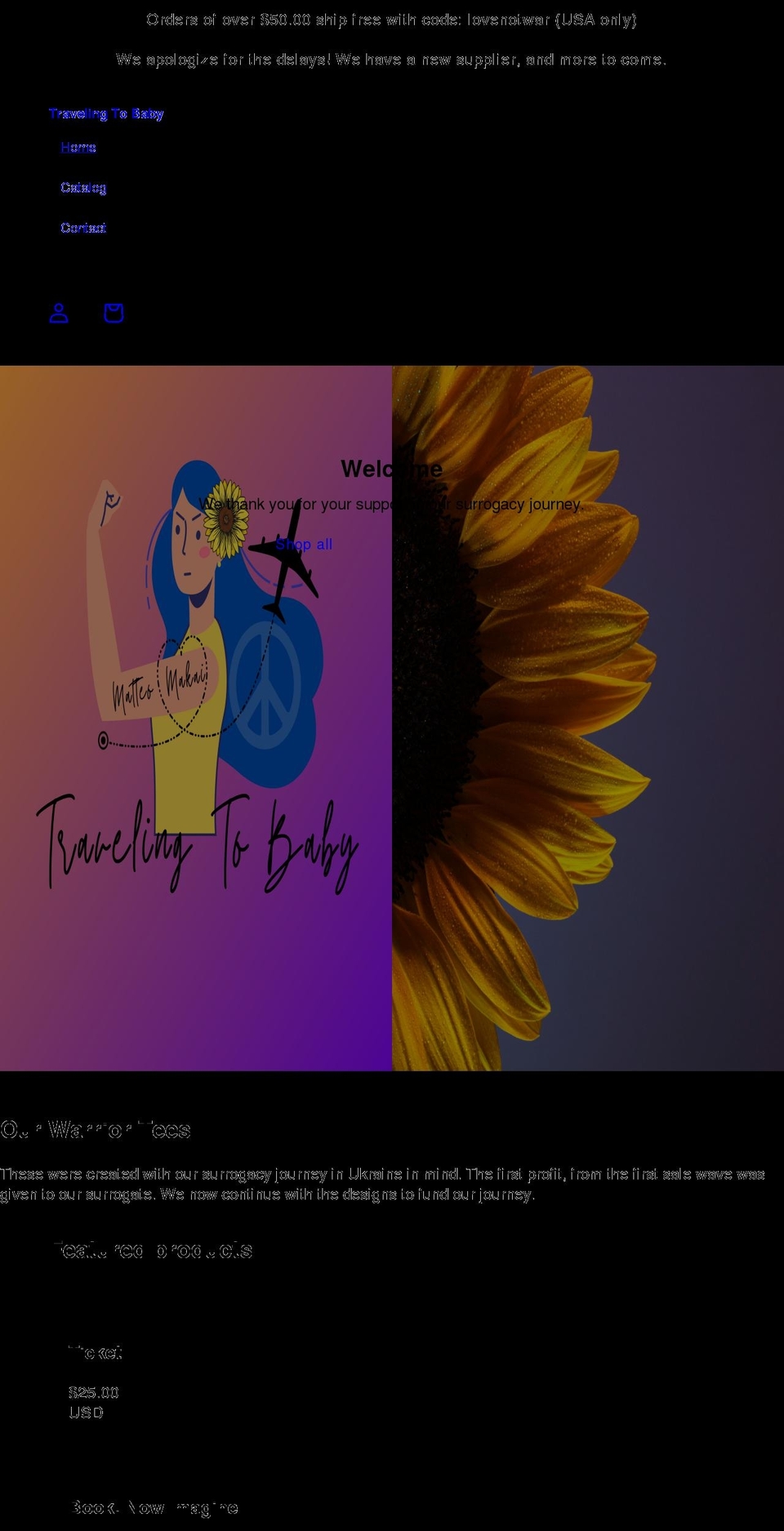 travelingtobaby.com shopify website screenshot