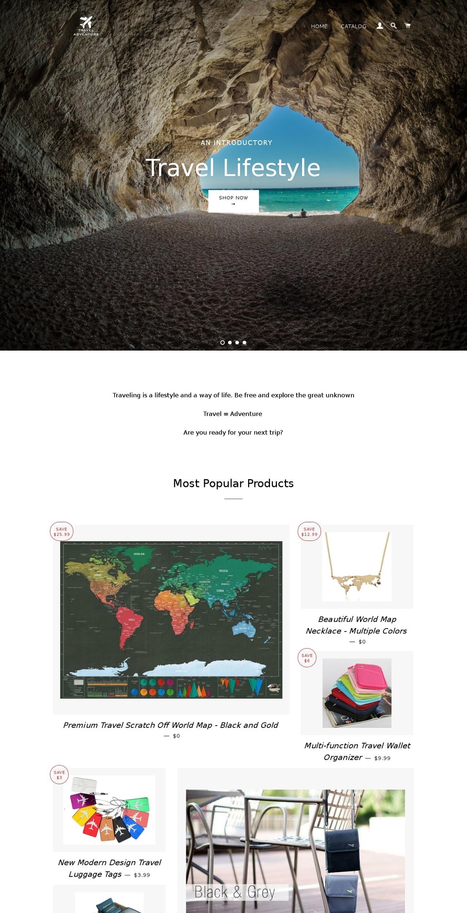 travelismyadventure.com — Shopify storefront screenshot