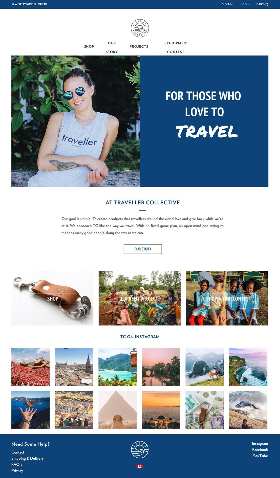travellercollective.com shopify website screenshot