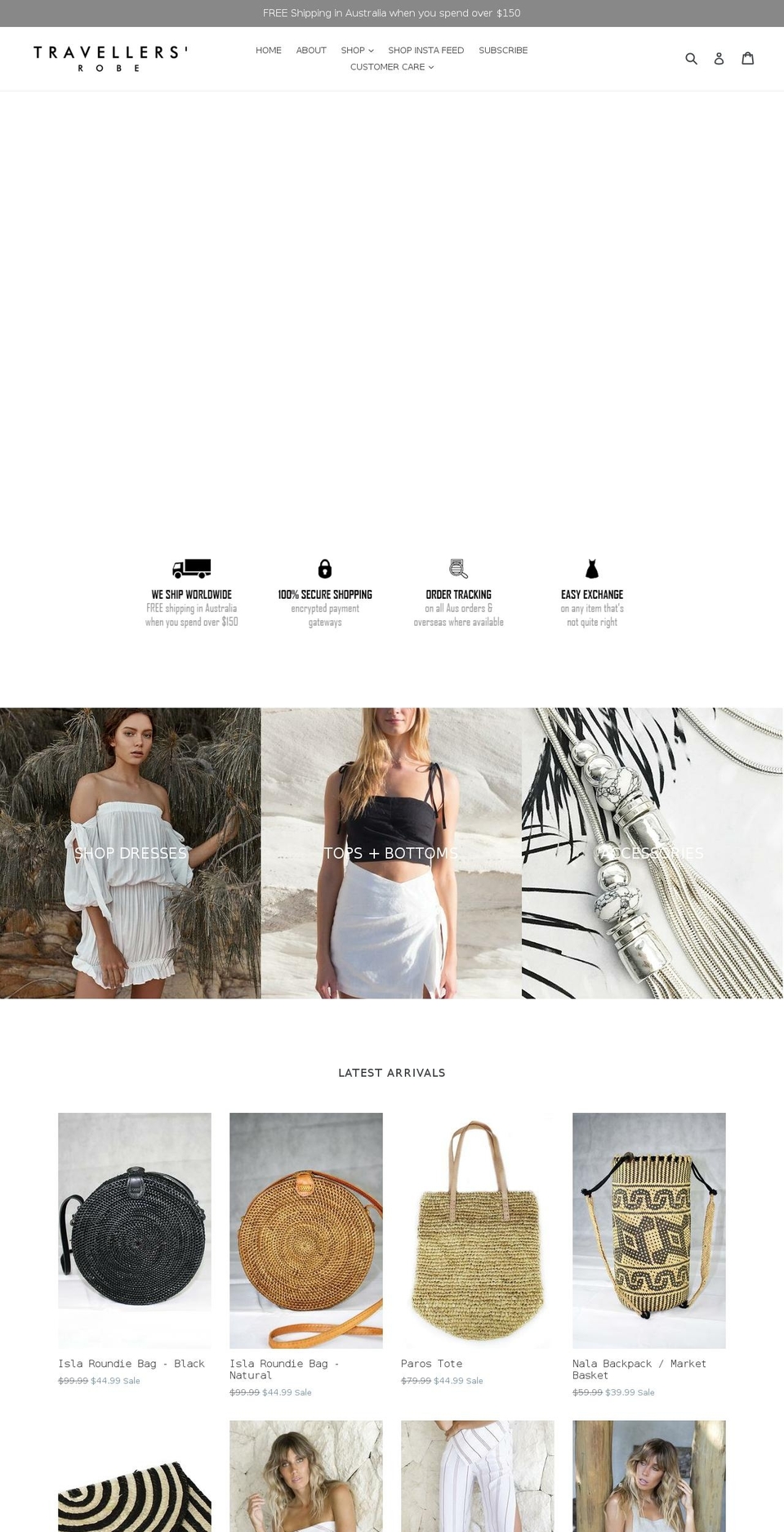 travellersrobe.com shopify website screenshot