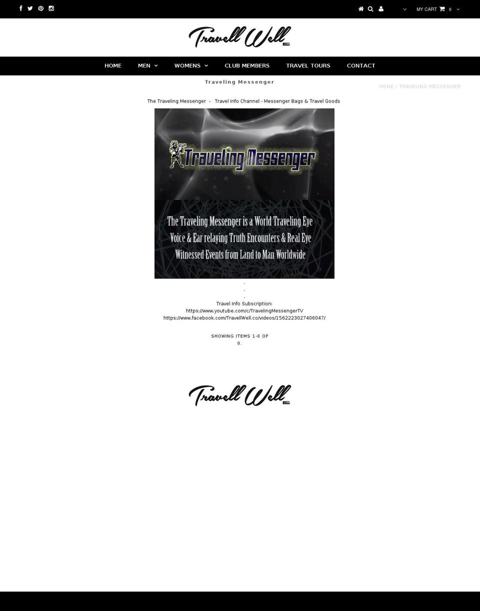 travellingmessenger.com — Shopify storefront screenshot