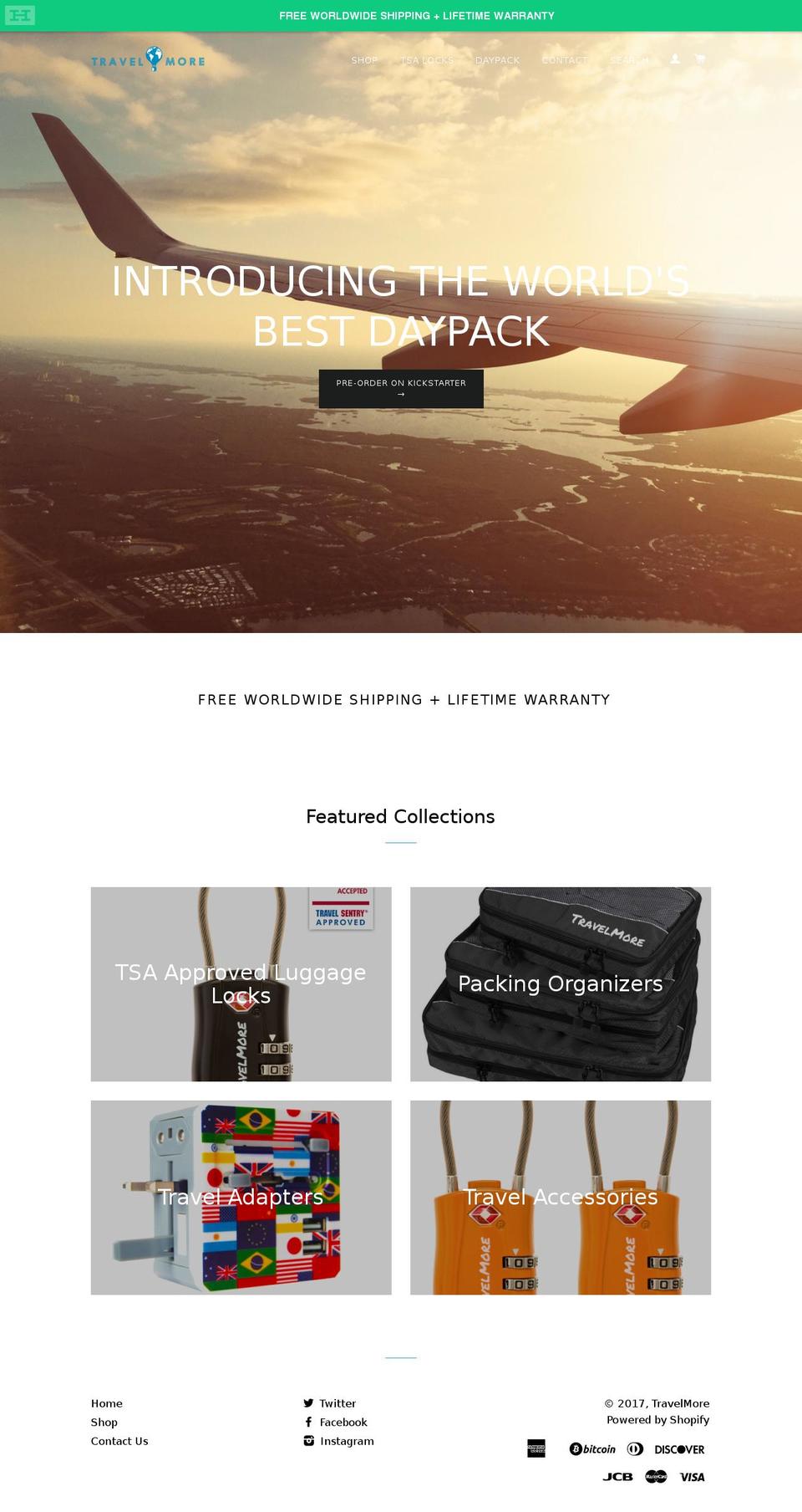 Brooklyn Shopify theme site example travelmore.co