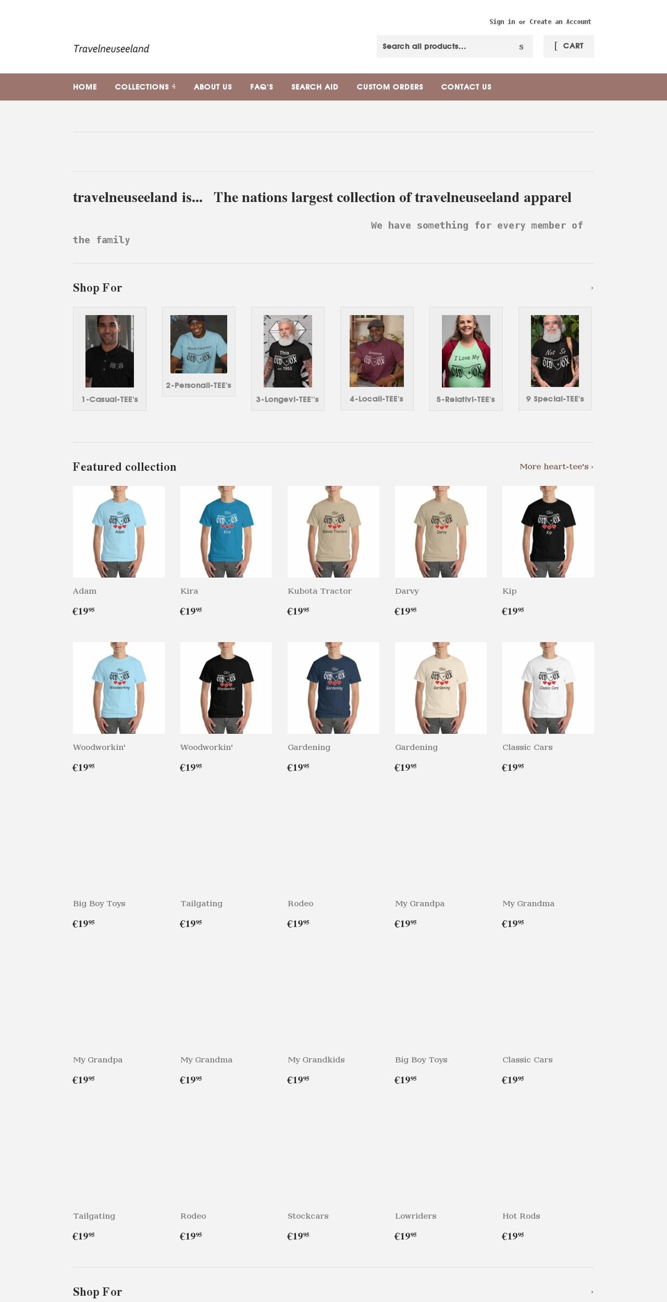 travelneuseeland.com shopify website screenshot