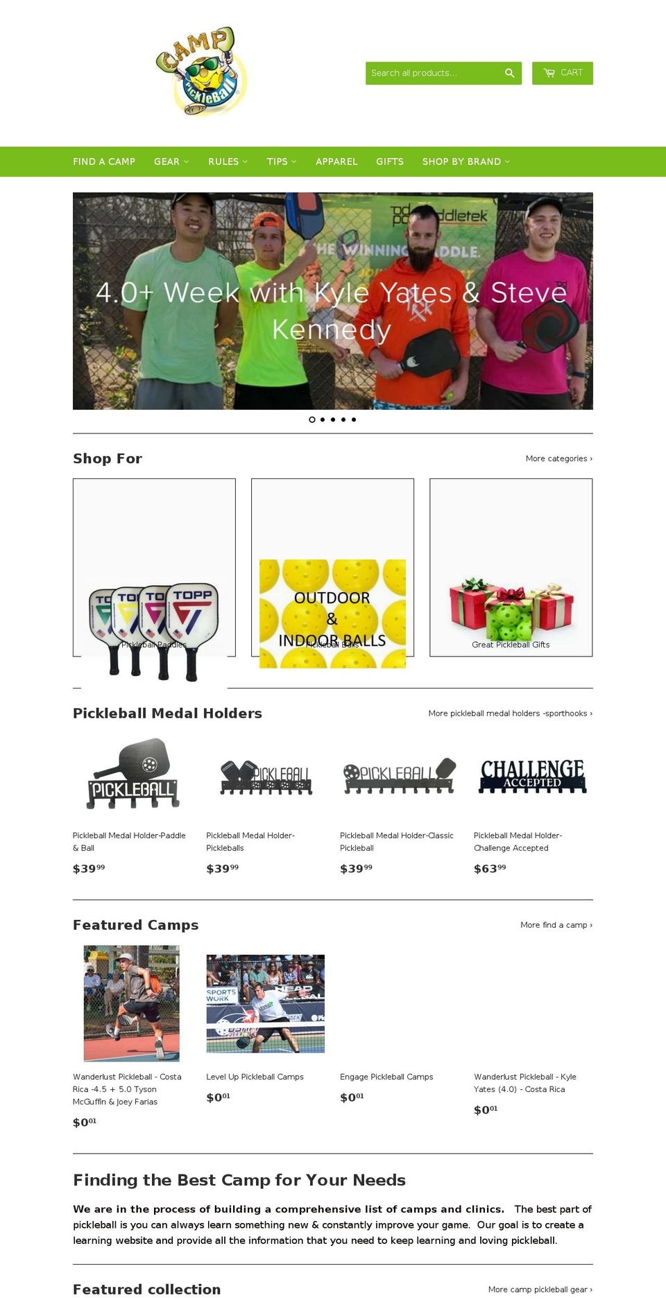 travelpickleball.com — Shopify storefront screenshot