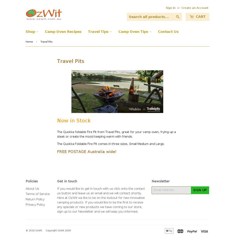 travelpits.com — Shopify storefront screenshot