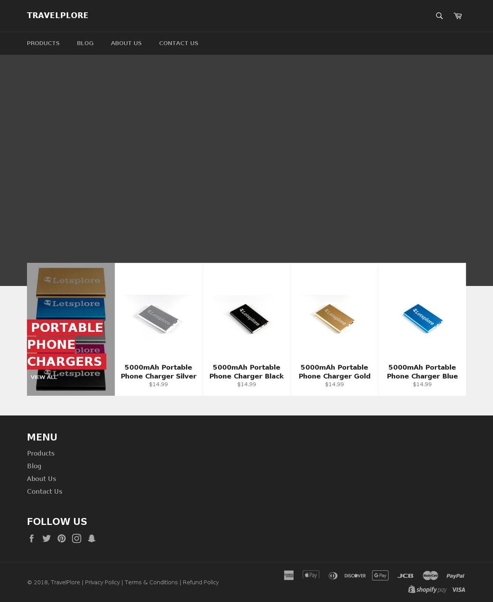 travelplore.com — Shopify storefront screenshot