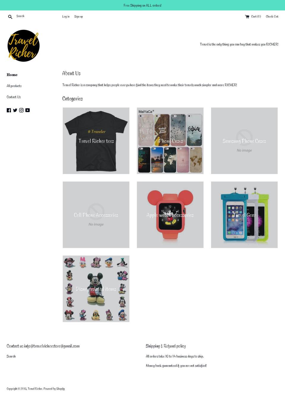 travelricher.com — Shopify storefront screenshot