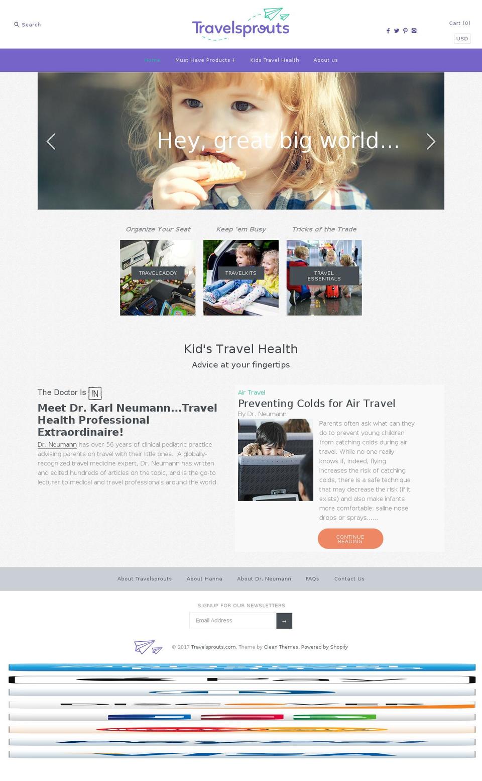 travelsprouts.com shopify website screenshot