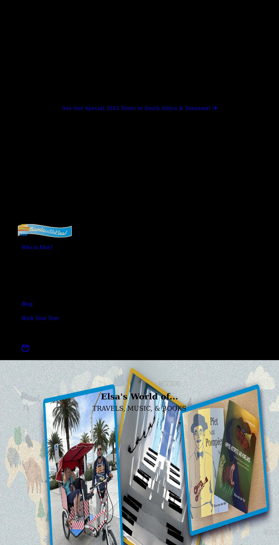 travelswithelsa.com shopify website screenshot