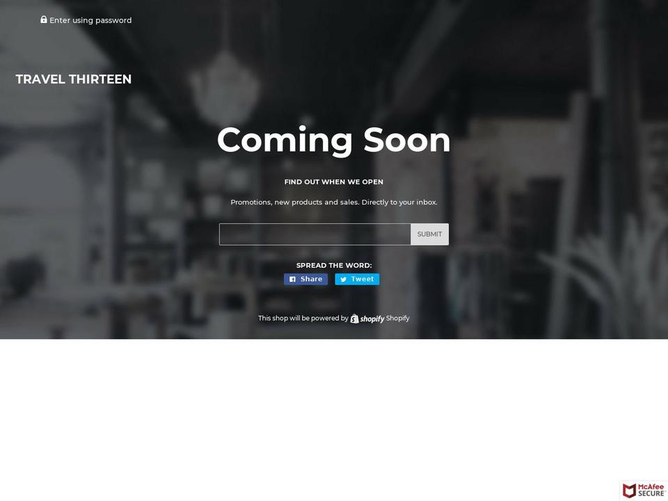 travelthirteen.com — Shopify storefront screenshot