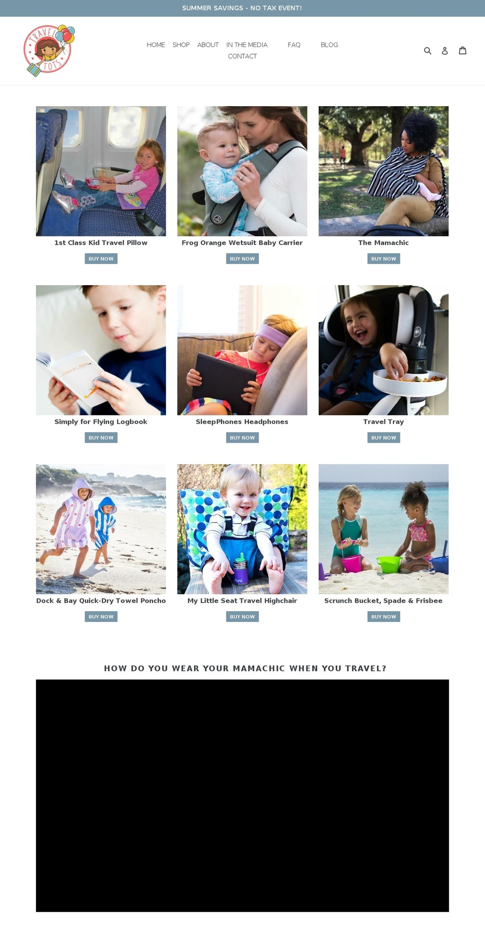 traveltots.ca shopify website screenshot