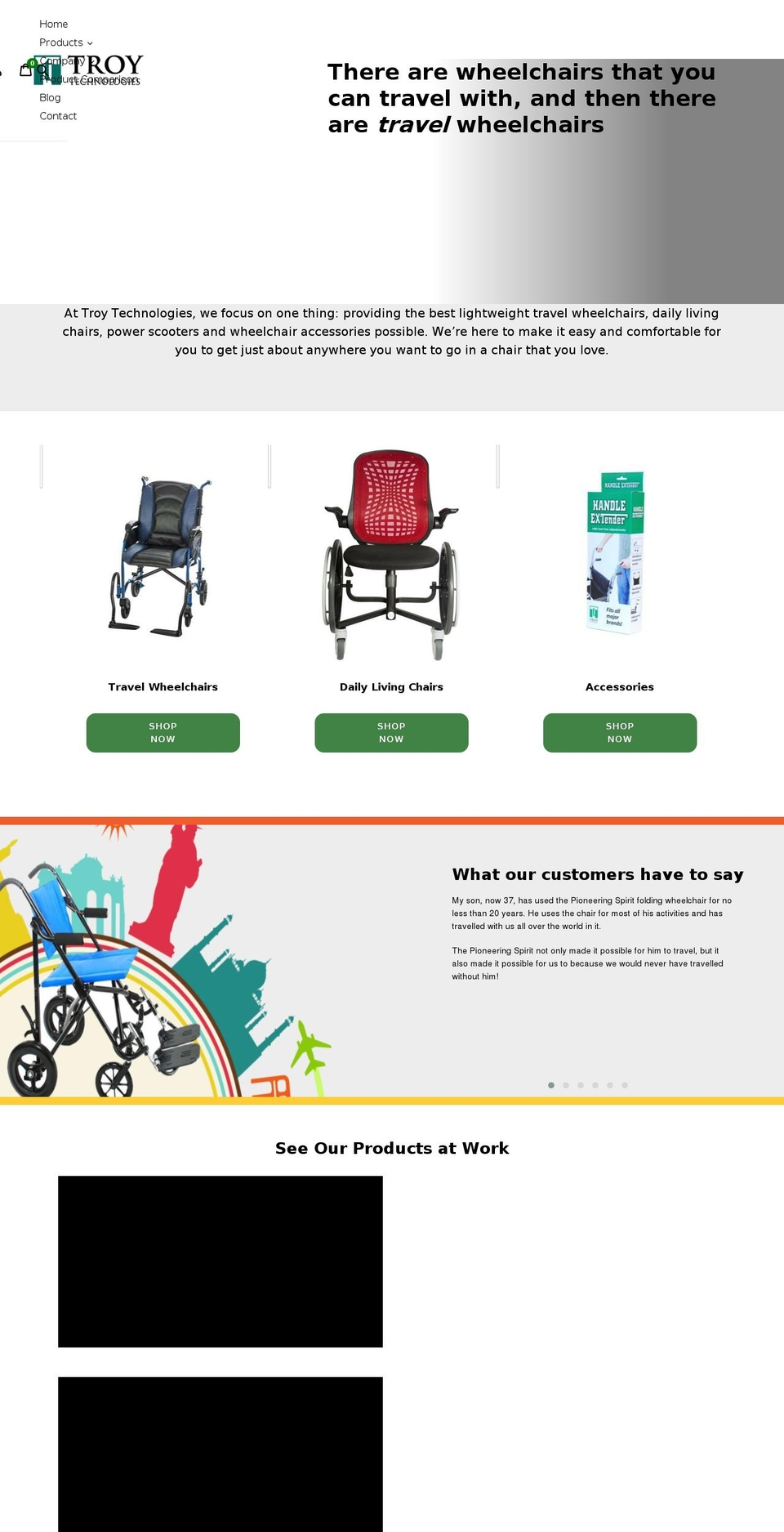 travelwheelchair.net shopify website screenshot
