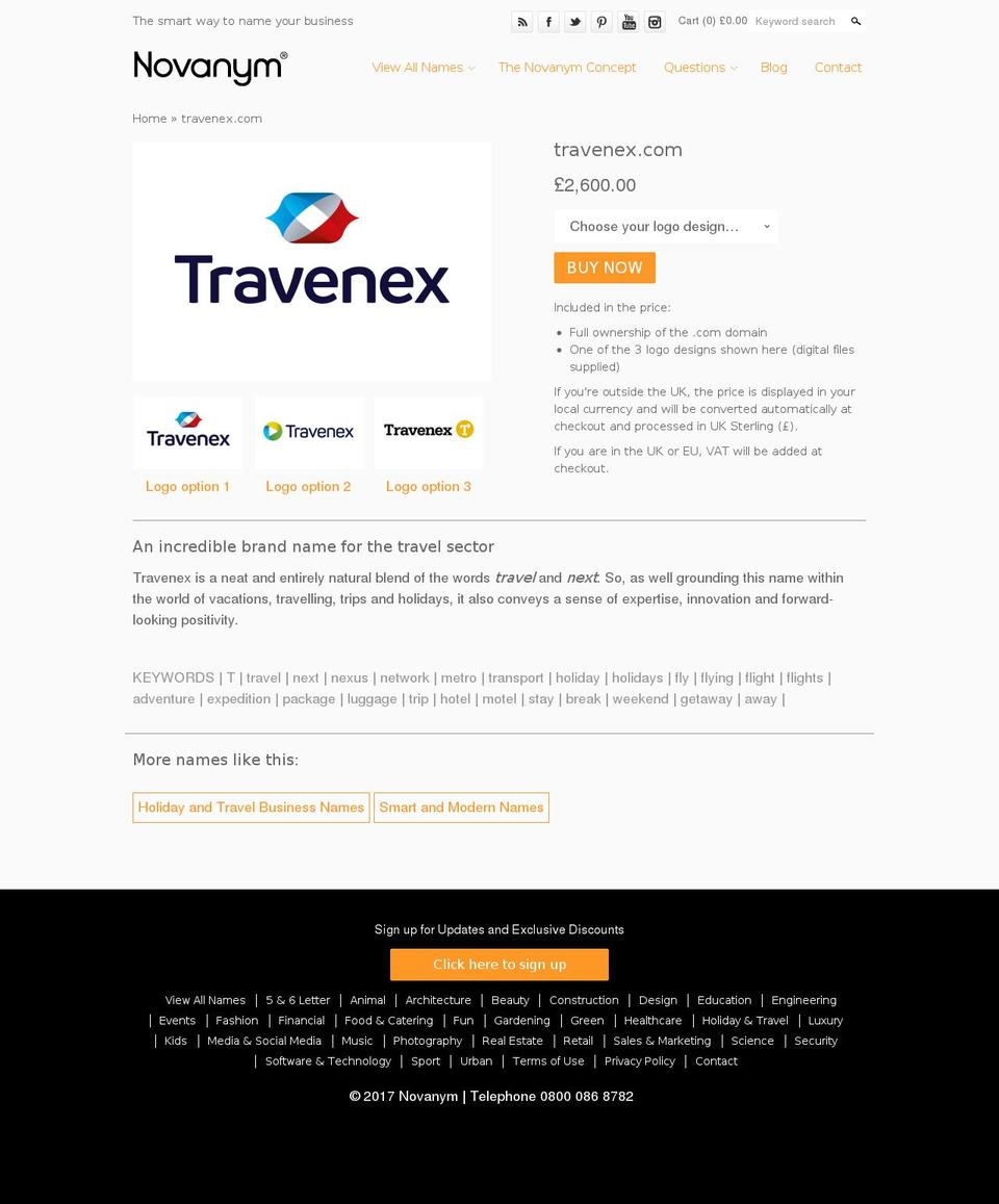 travenex.com shopify website screenshot