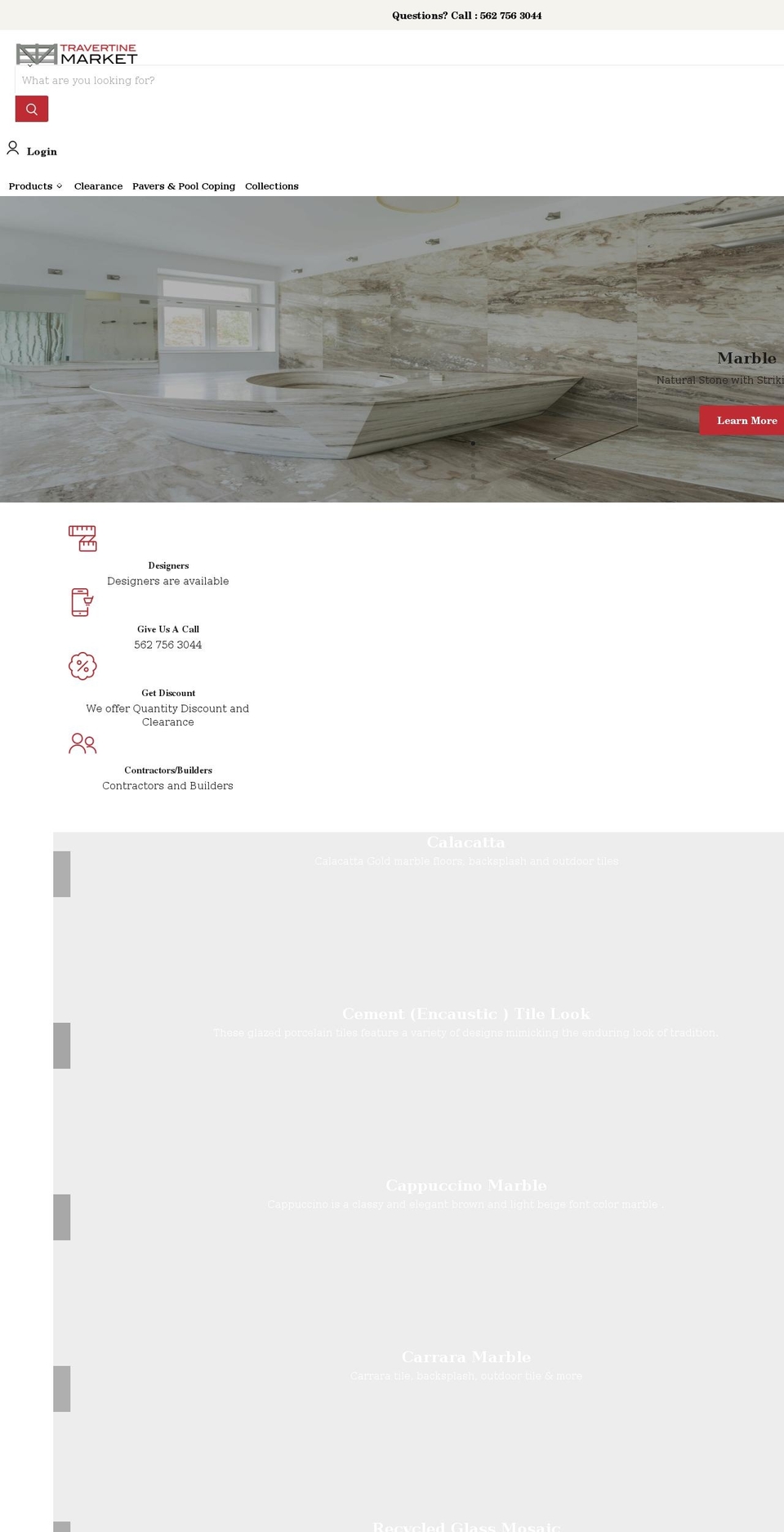 travertinemarket.com shopify website screenshot