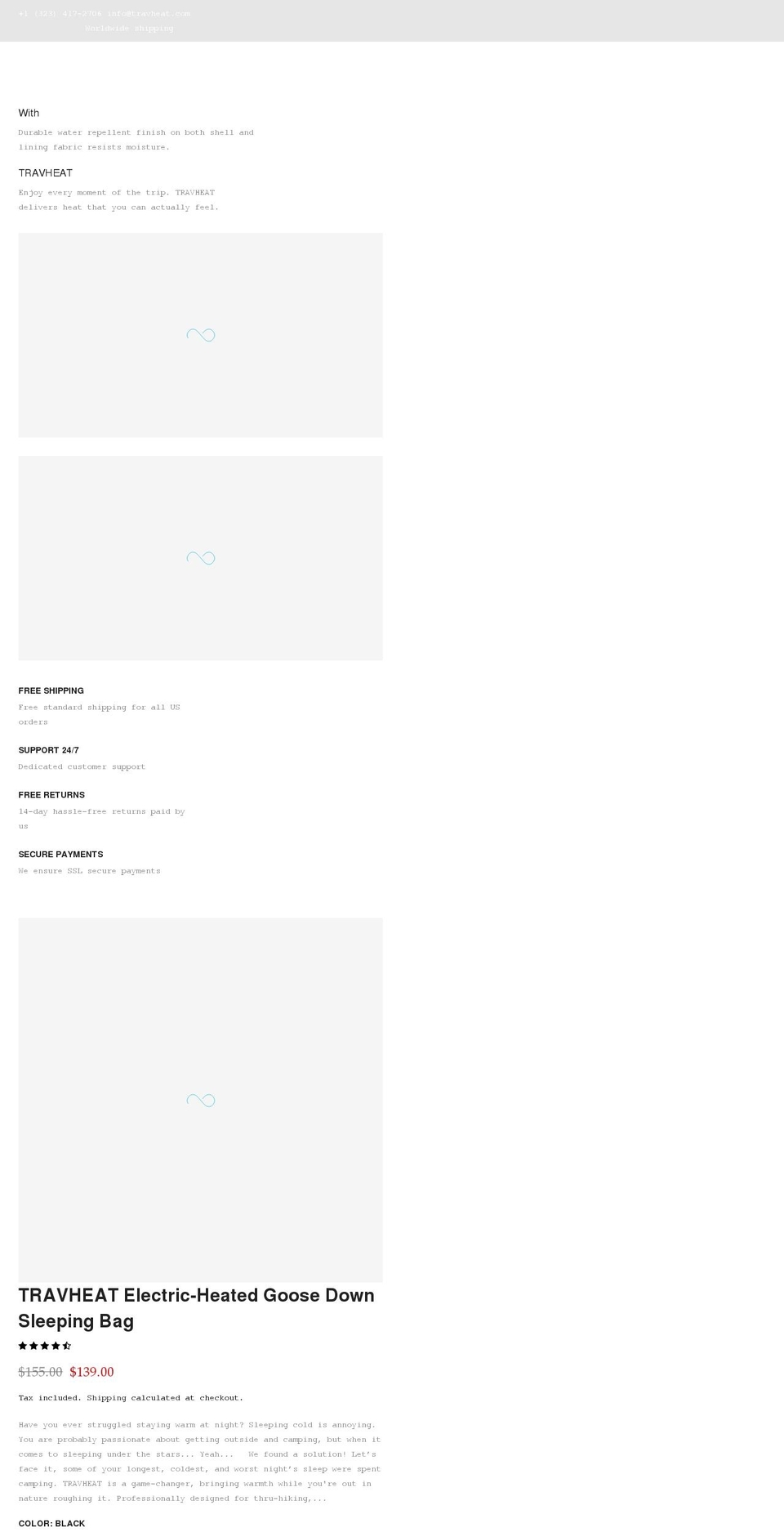 travheat.com shopify website screenshot