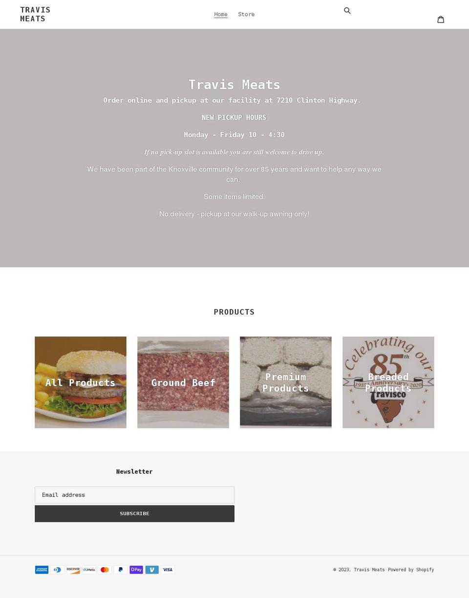 travis-meats.myshopify.com shopify website screenshot