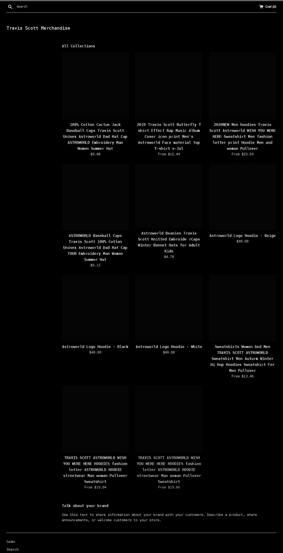 travisscottmerch.com shopify website screenshot