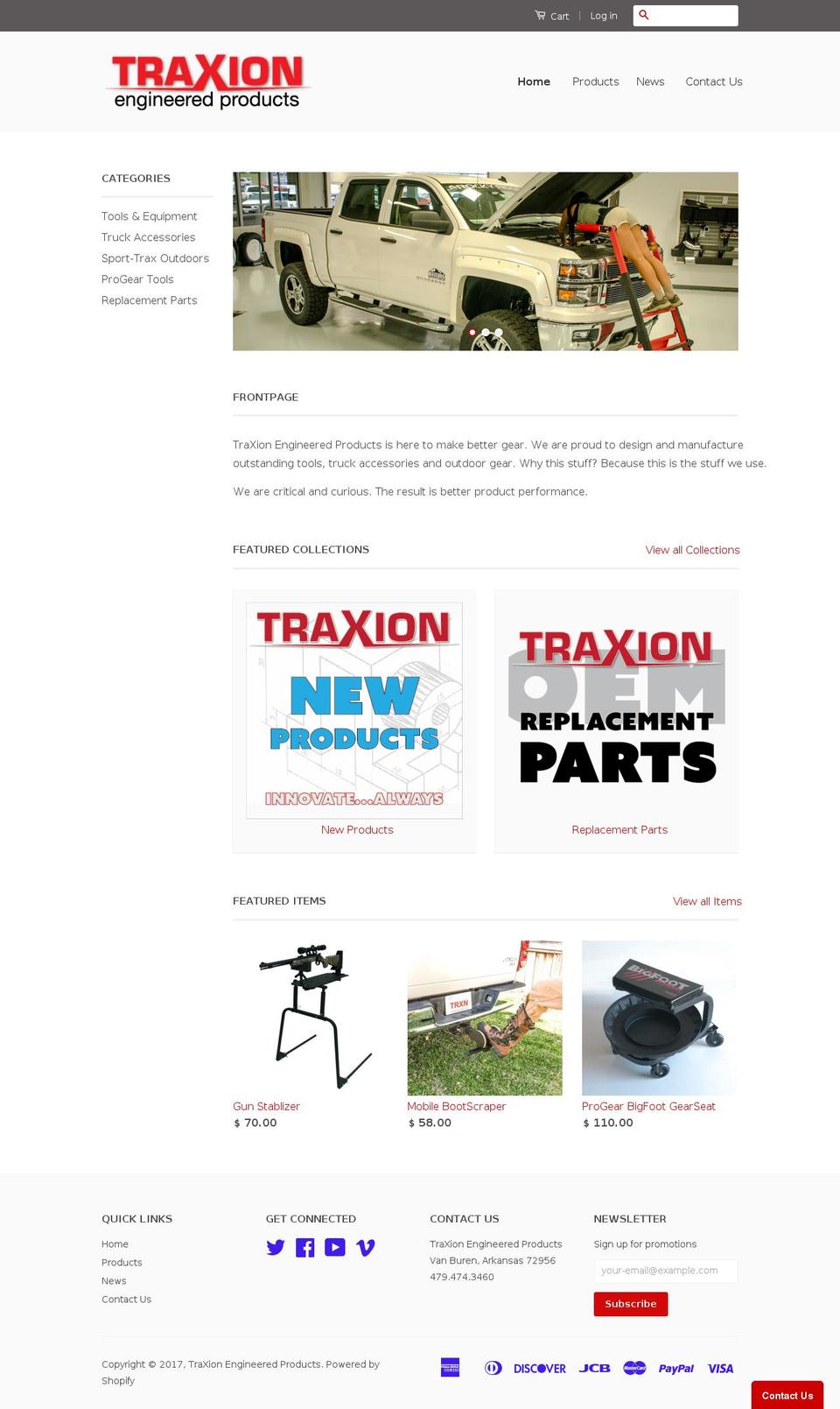 traxionsystems.com shopify website screenshot