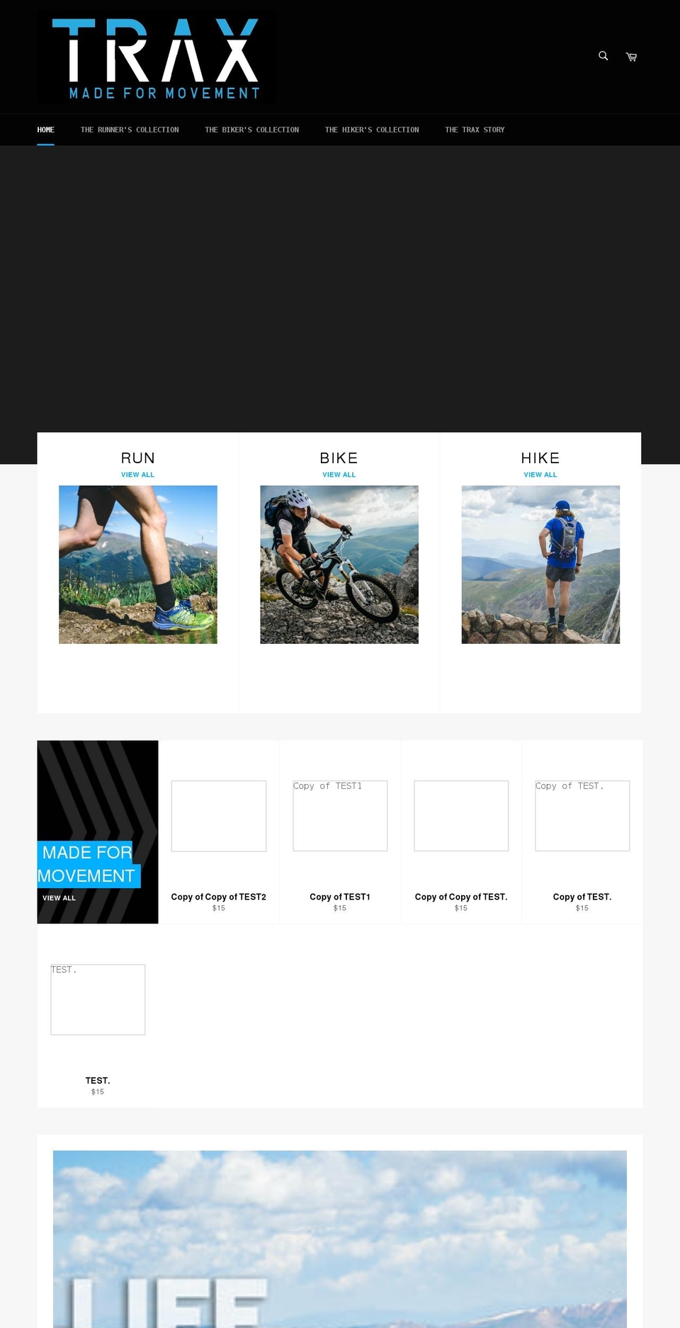 traxrun.com shopify website screenshot