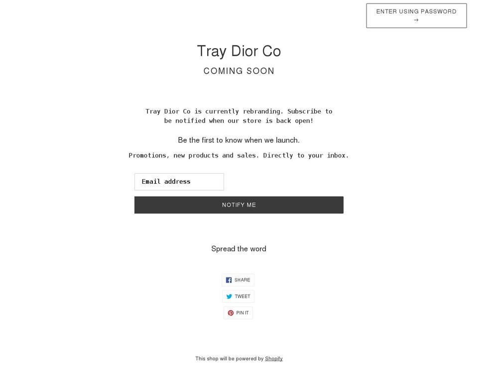 traydiorcollection.com shopify website screenshot