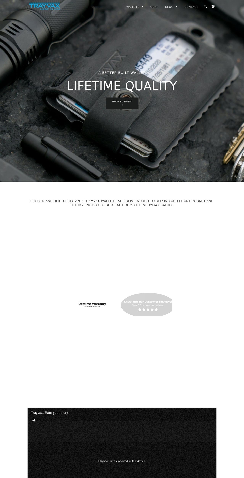 trayvaxgear.com shopify website screenshot