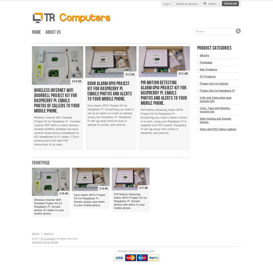 trcomputers.com shopify website screenshot